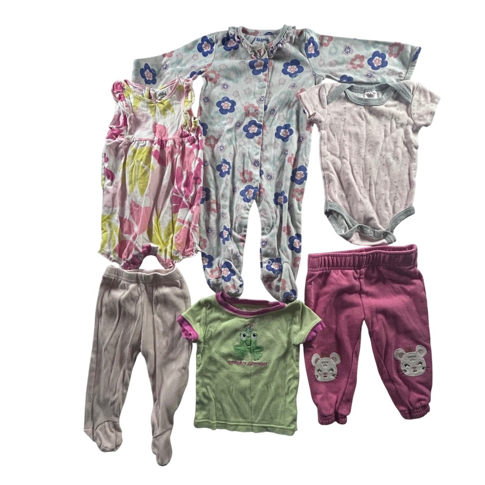 Baby Girl Clothing Lot Set Outfits Bodysuit Romper Pants Frog Floral 6-9 months